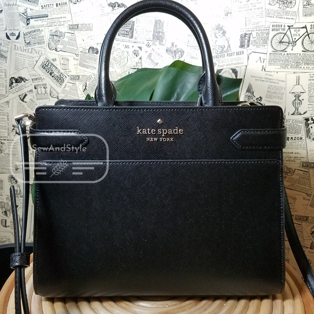 Kate Spade Staci Medium Satchel Black Crossbody Brand New
